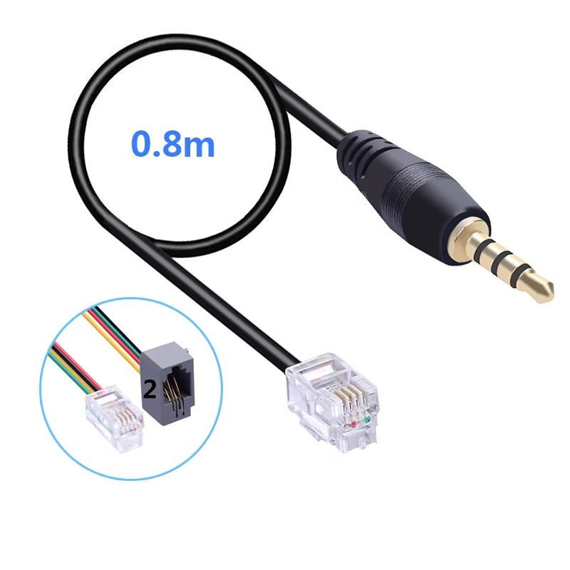 RJ9 to 3.5mm Audio Adapter Cable Headset Adapter for Office Phone Cisco 0.8m