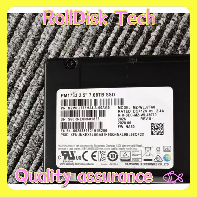 Used Samsung MZ-WLJ7T60 PM1733 7.68TB NVME PCIe Gen4 U.2 2.5" SSD  Fast Shipping