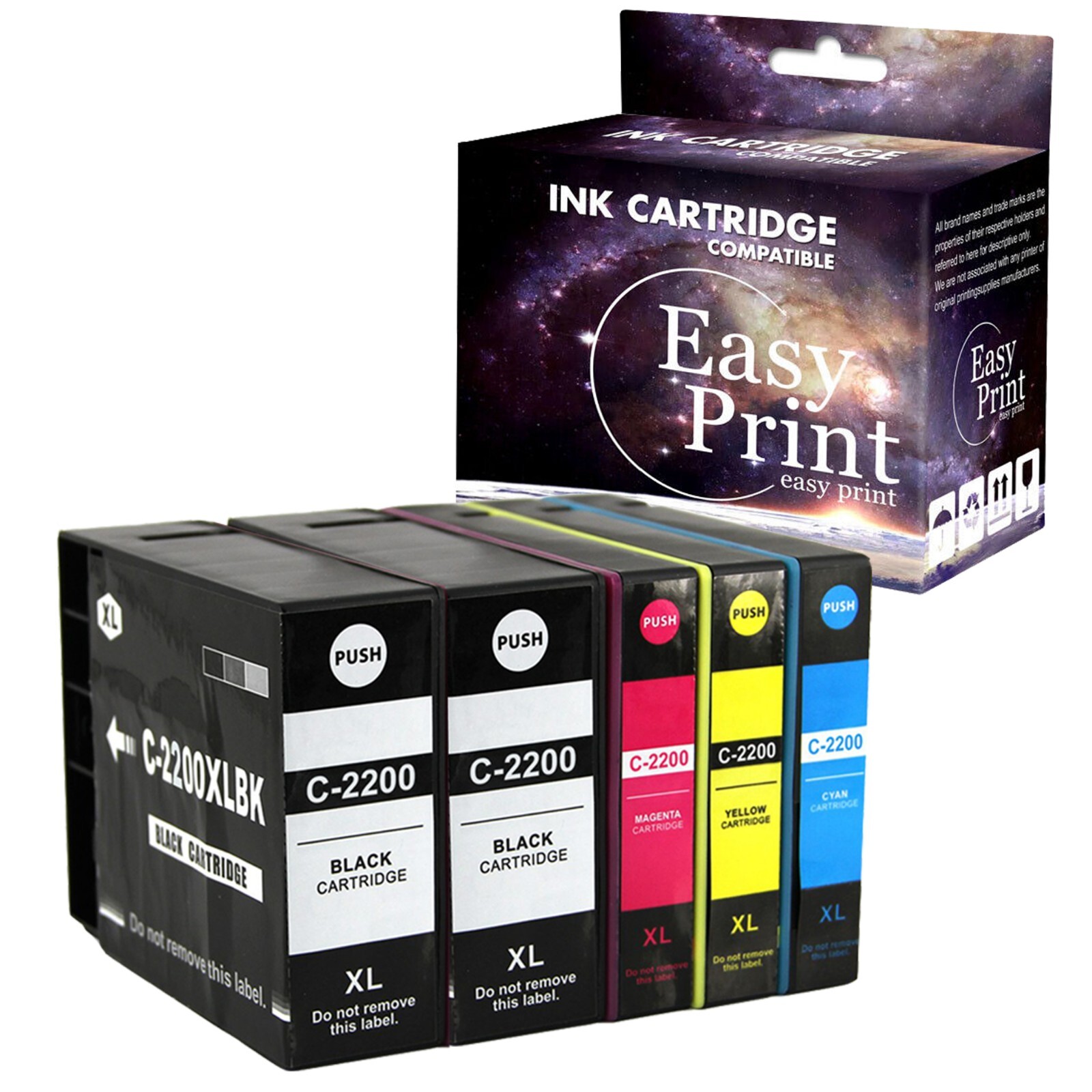 5PK PGI-2200XL Ink Cartridge for Canon Maxify MB5020 MB5120 MB5320 Printer,2BCMY
