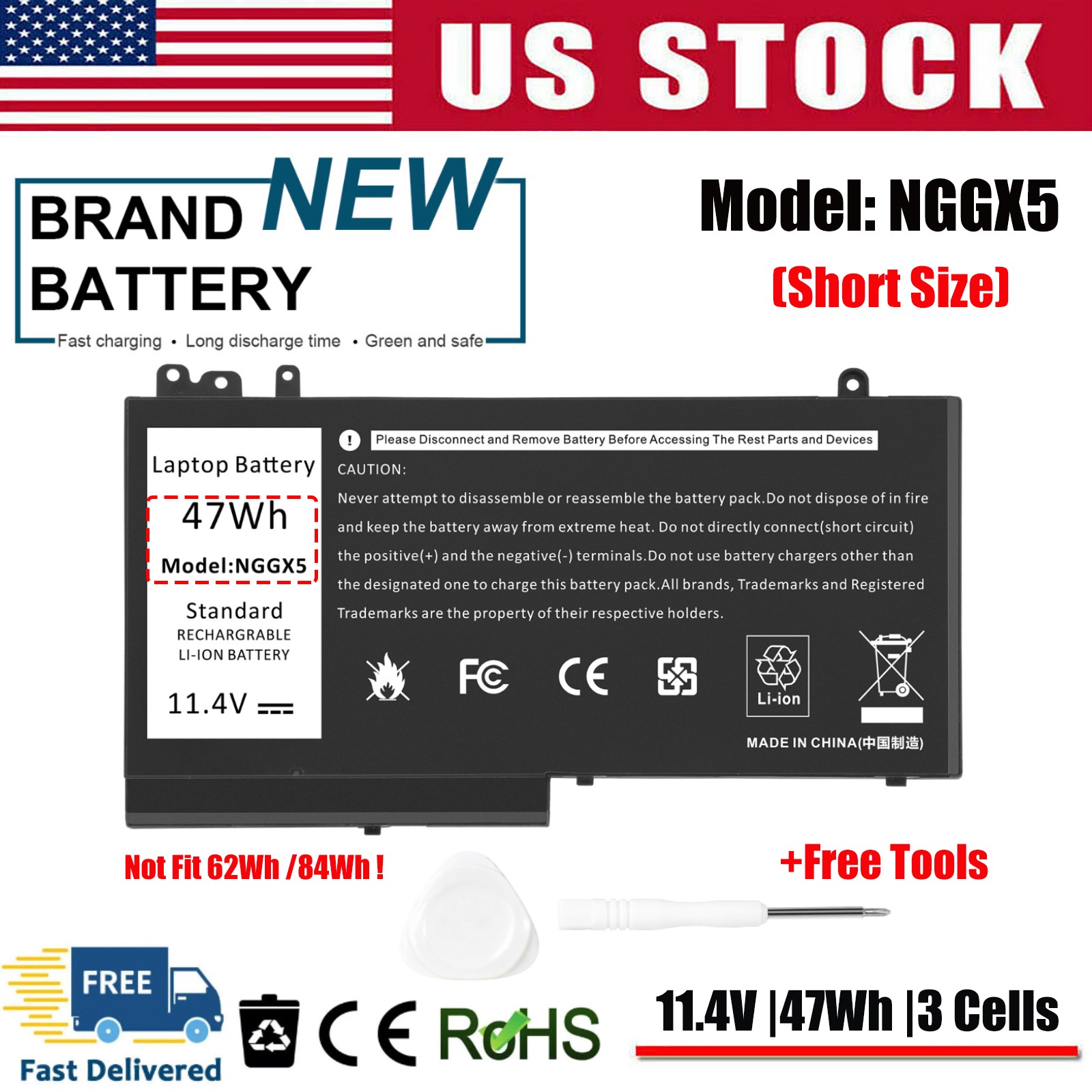 ✅NGGX5 Battery For Dell Latitude 12 E5270 14 E5470 15 E5570 Precision 3510 47Wh