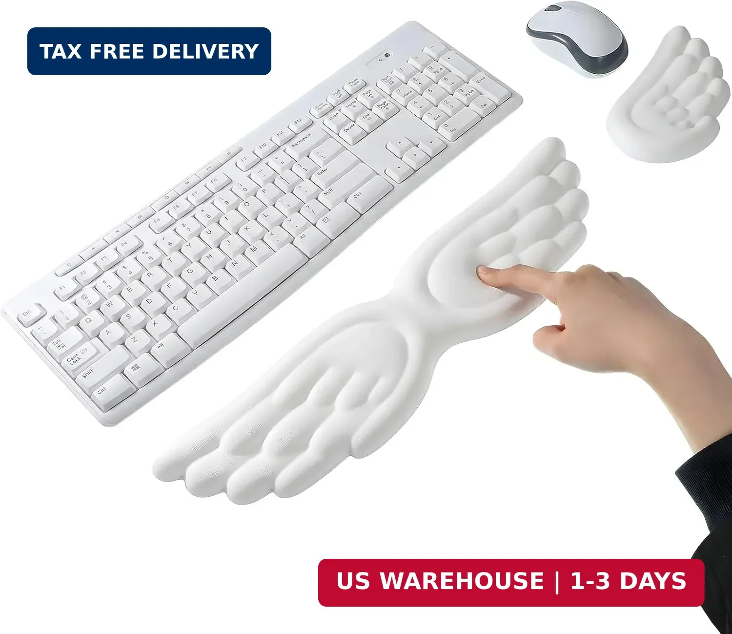 Angel Wing Wrist Rest Set of 2, Cloud Keyboard Mouse Wrist Support Ergonomic Mem