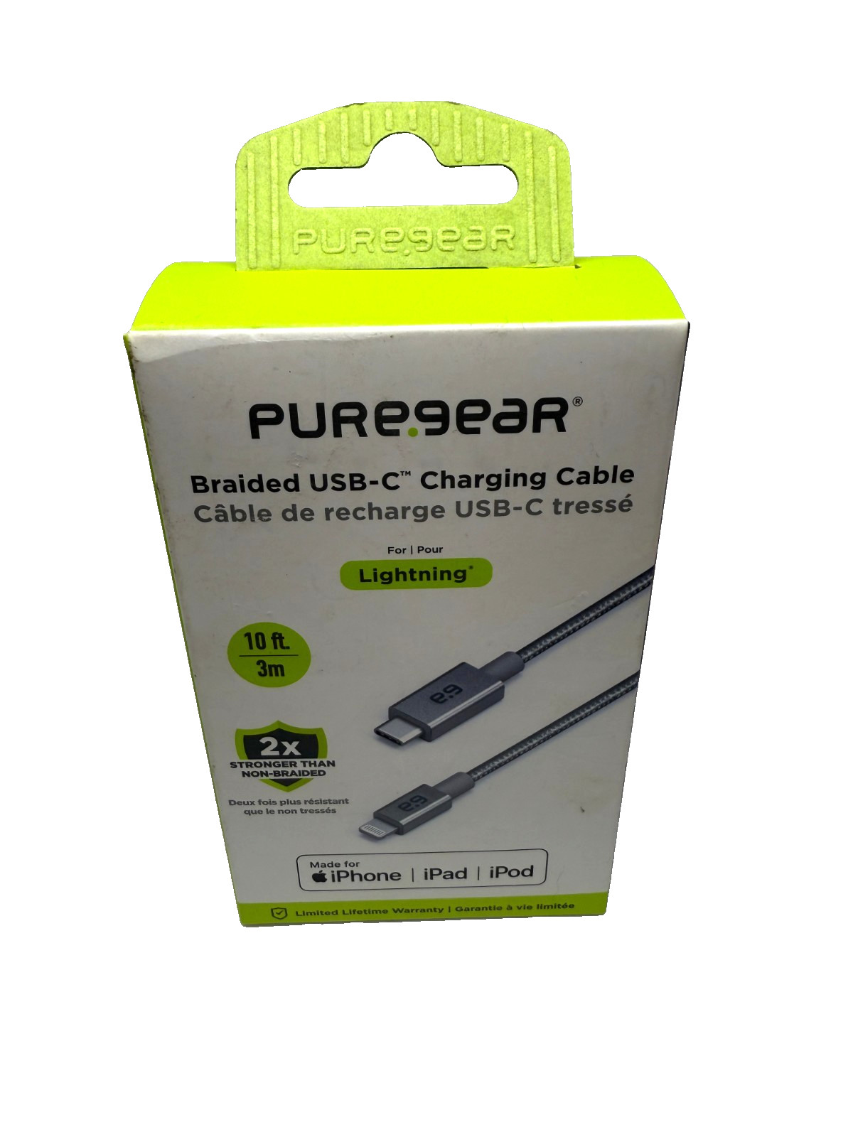 NIB PureGear Braided USB To Type C 10Ft - Black For IPhone IPad IPod