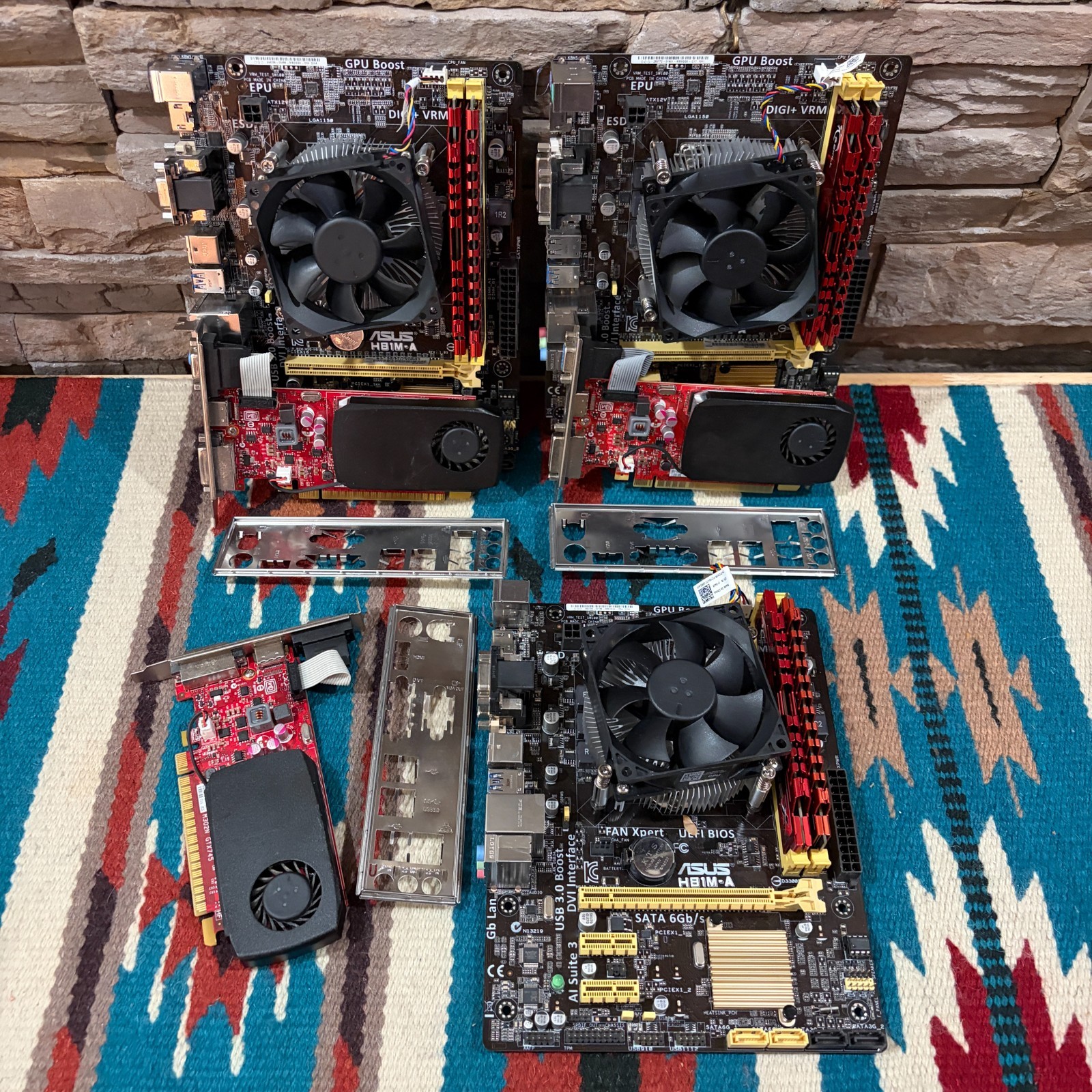 LOT OF 3 ASUS H81M-A mATX Motherboard Combo i5-4570 12GB RAM GeForce GTX745 4GB