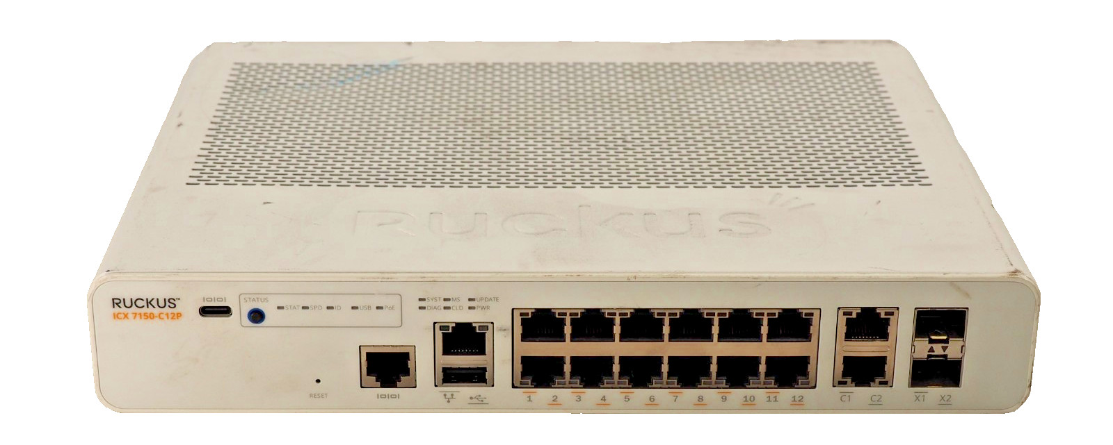 Ruckus ICX 7150-C12P-2X1G 12-Ports Rack Compact PoE AC Switch 80-1009879-10