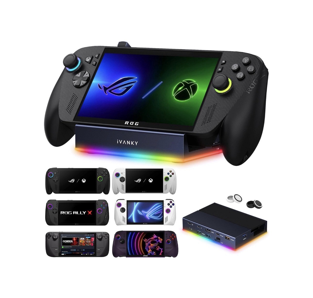 iVANKY 14-in-1 RGB Docking Station for ROG Xbox Without Power Adapter, Black