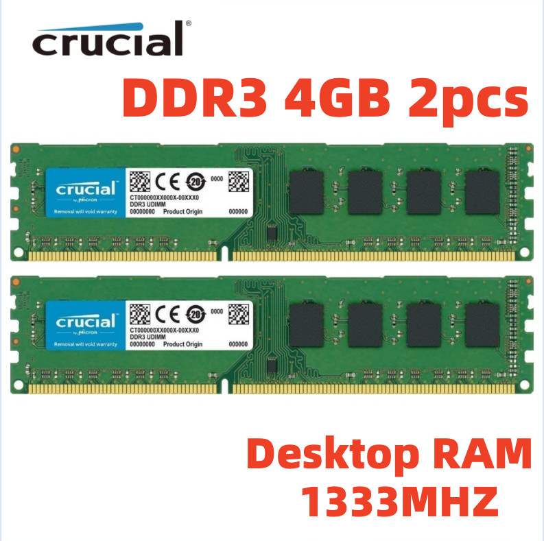 Crucial DDR3 1333MHz 8GB 2 x 4GB PC3-10600 Desktop 240Pin DIMM Memory RAM 8G 4G