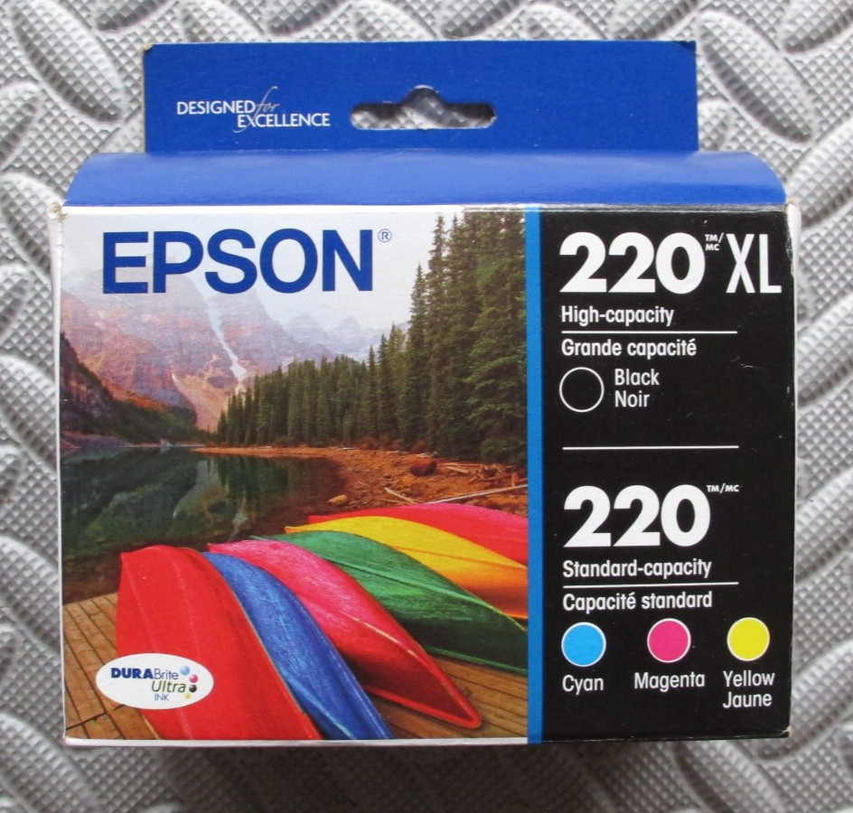 Epson 220 Genuine Ink Cartridge XL Black and Standard Color Combo Pack exp 2028