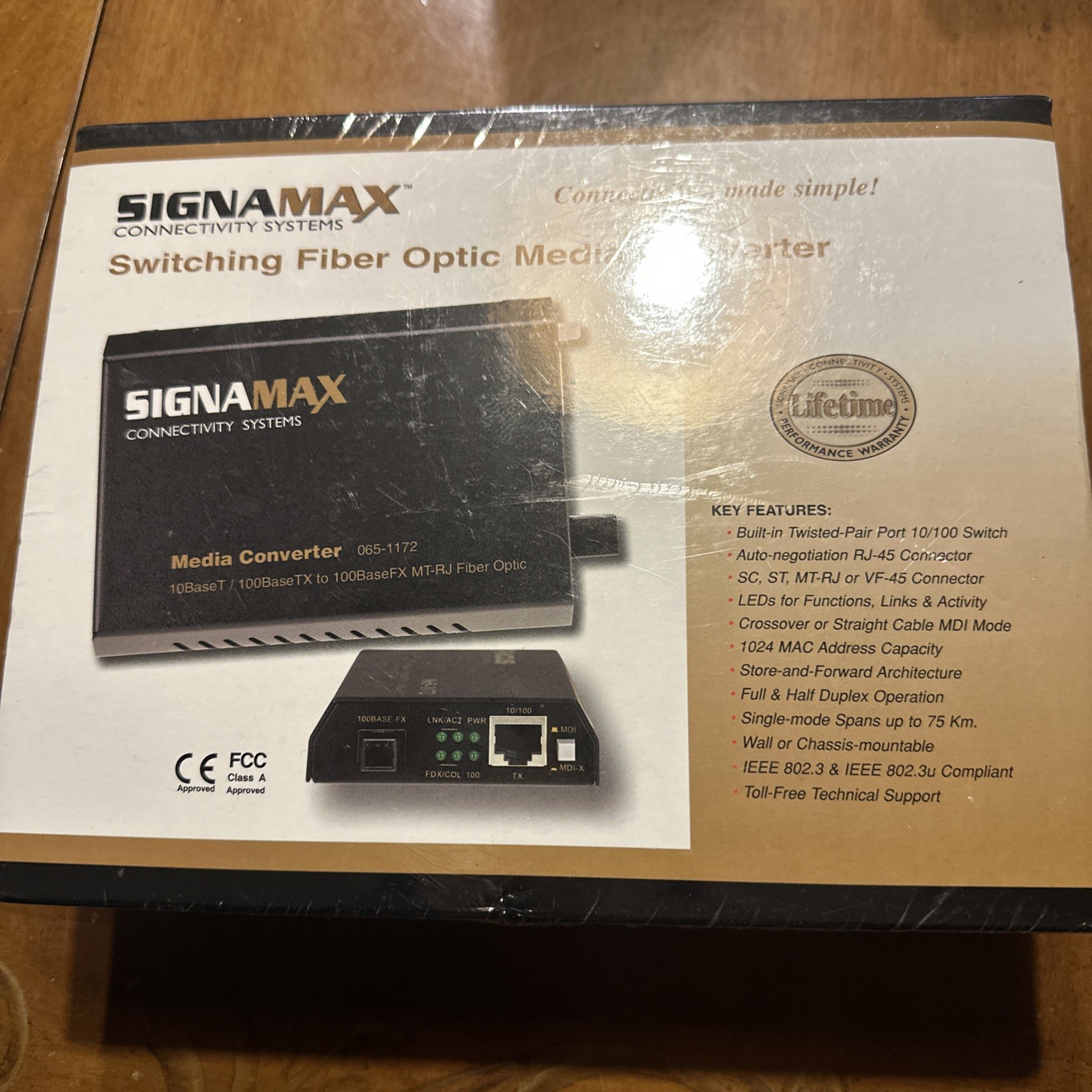 Signamax Gigabit Ethernet Fiber Optic Media Converter 065-1172 (New & Sealed) 