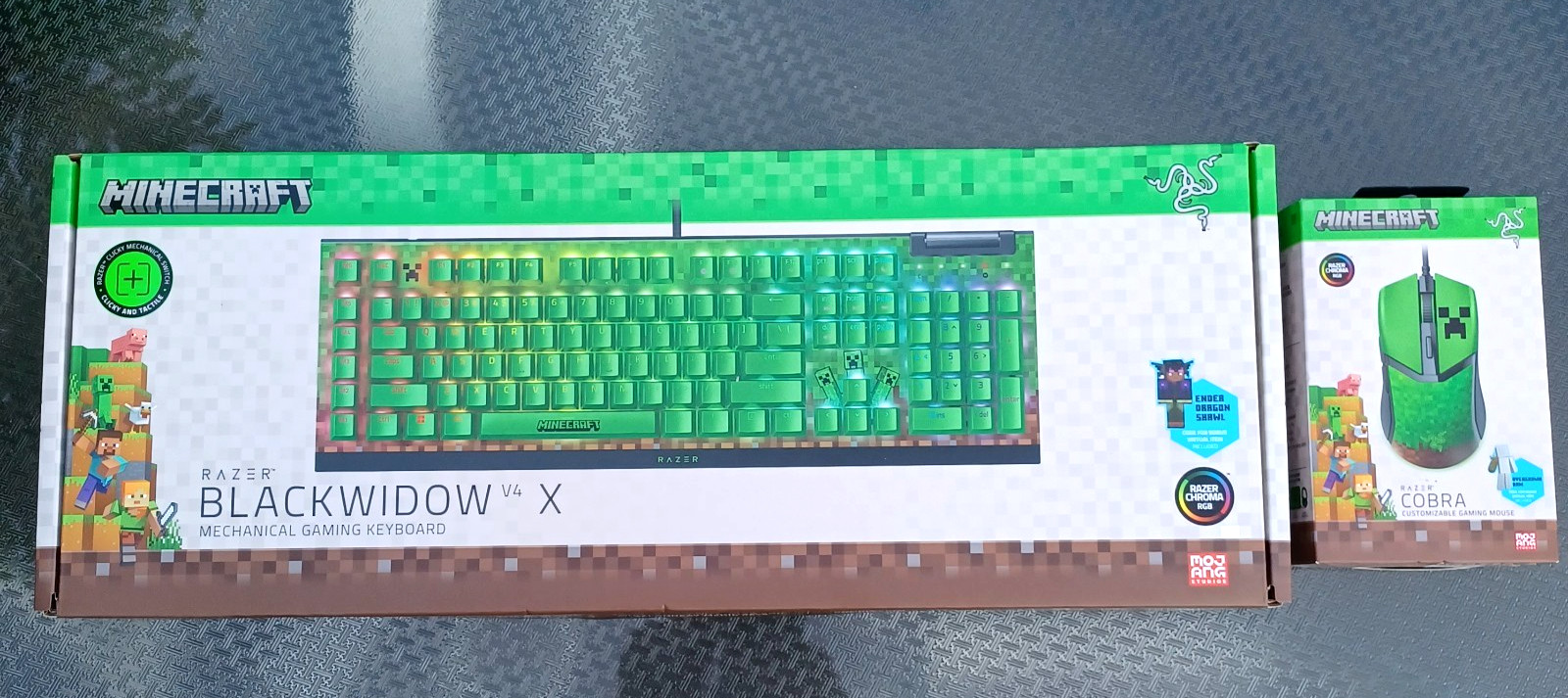 Razer Black Widow V4 X Gaming Keyboard + Razer Cobra MINECRAFT Set (BRAND NEW)