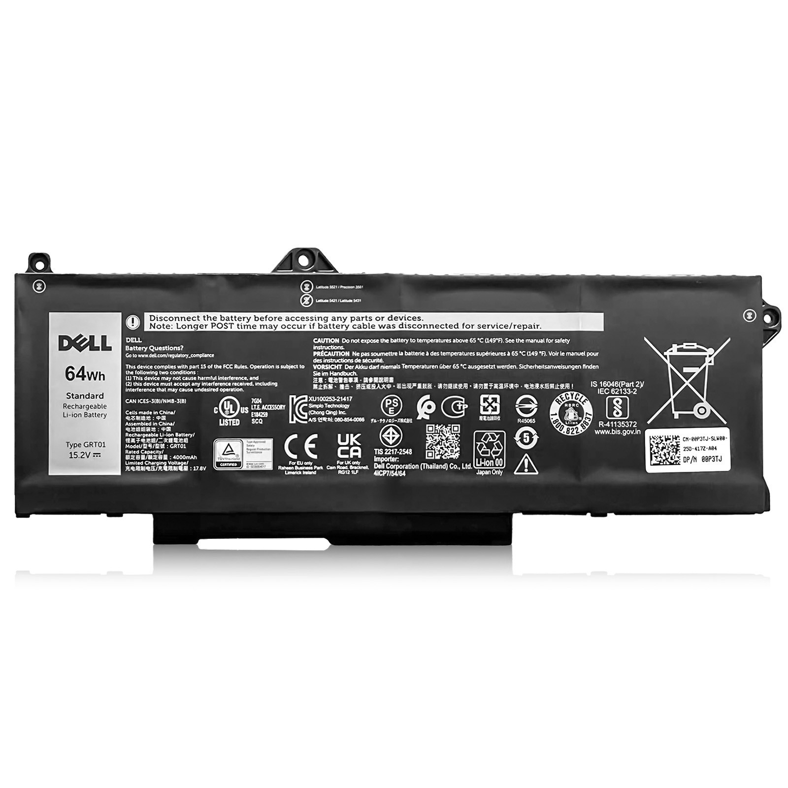 lot Genuine GRT01 R05P0 Battery For Dell Latitude 5531 5421 Precision 3581 3470