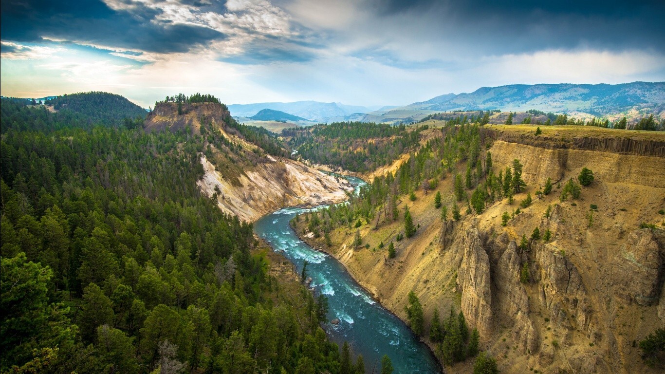 Landscape river canyon yellowstone national park usa Custom Gaming Mat Desk
