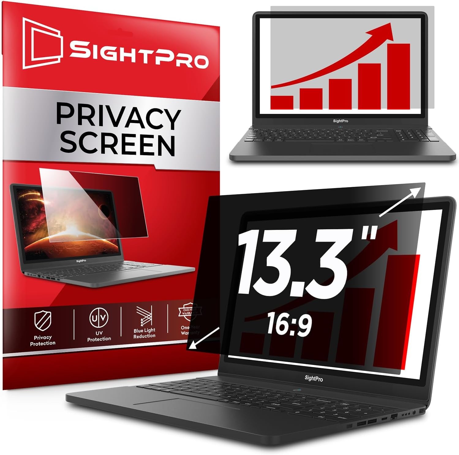 13.3 Inch 16:9 Laptop Privacy Screen Filter - High Clarity Computer Monitor Shie