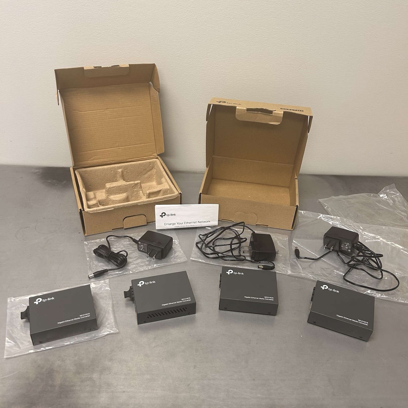 Lot of 4 TP-Link MC210CS Gigabit Single-Mode Media Converters
