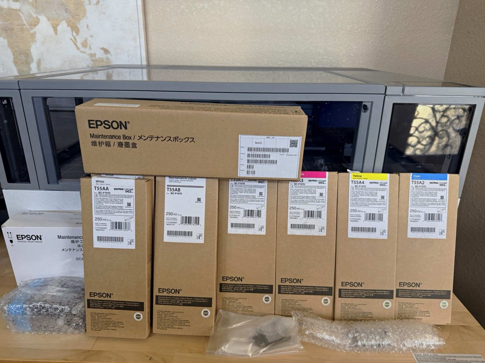 Epson F1070 GENUINE INK & MAINTENANCE SUPPLIES (LOT of 14 Items $1K+ Value)