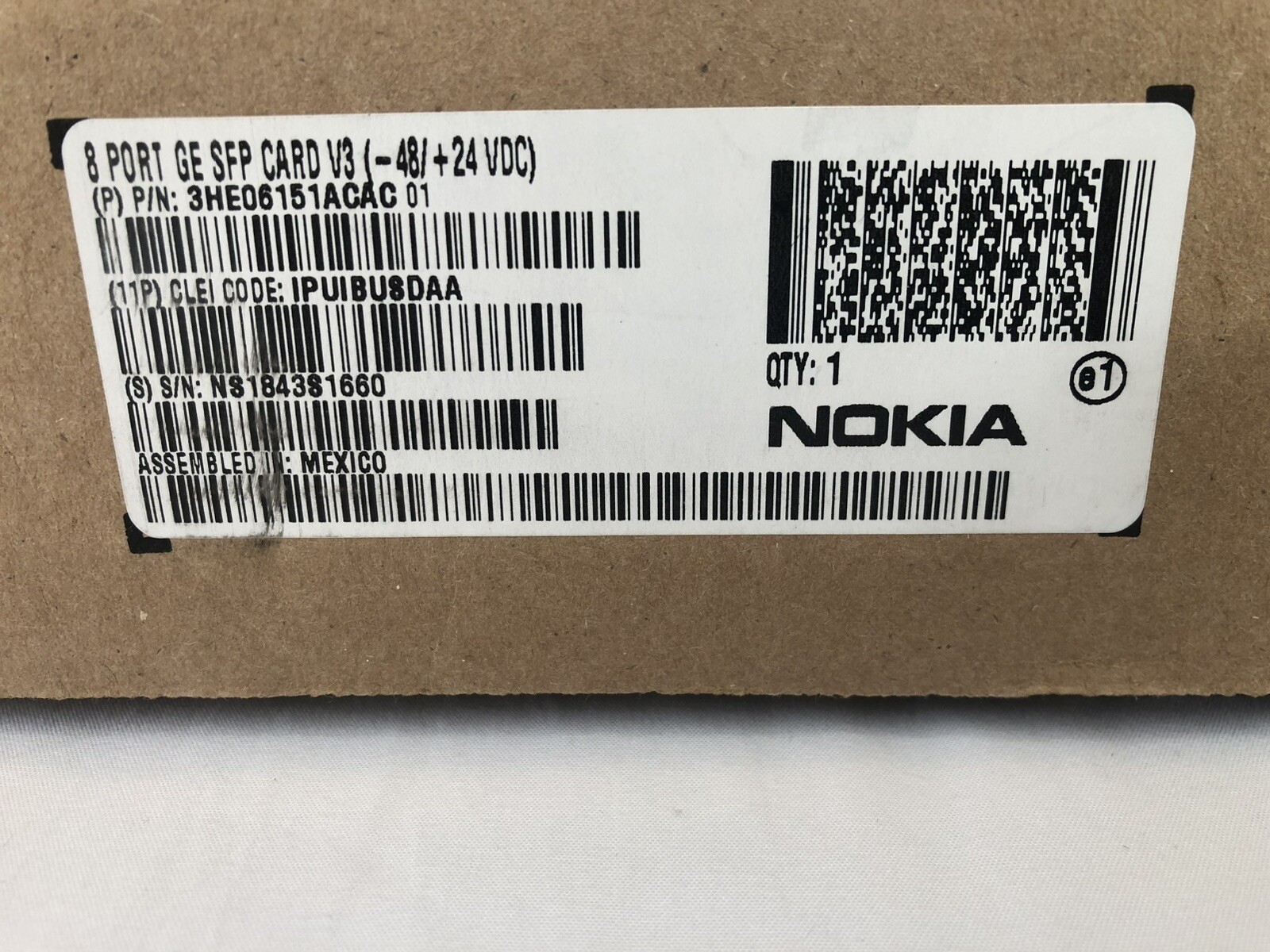 Nokia (Alcatel-Lucent) 8 Port SFP Card V3 P/N: 3HE06151ACAC 01 CLEI Code: IPUIBU