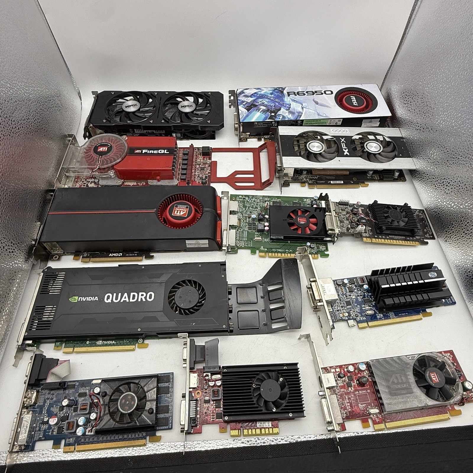 LOT OF 13 Graphics Cards GPUs Mixed NVIDIA AMD MSI ATI Video Cards (D11)