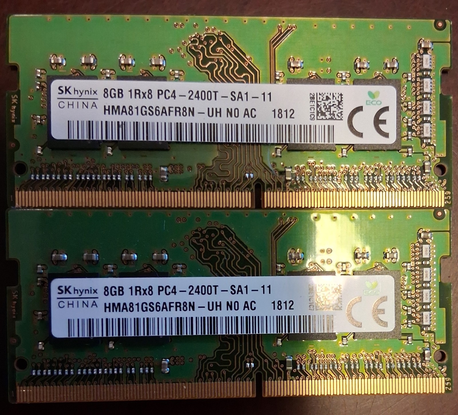 Lot Of 2 - SK Hynix - 8gb - 1Rx8 PC4 - 2400T - SO-DIMM - Laptop RAM