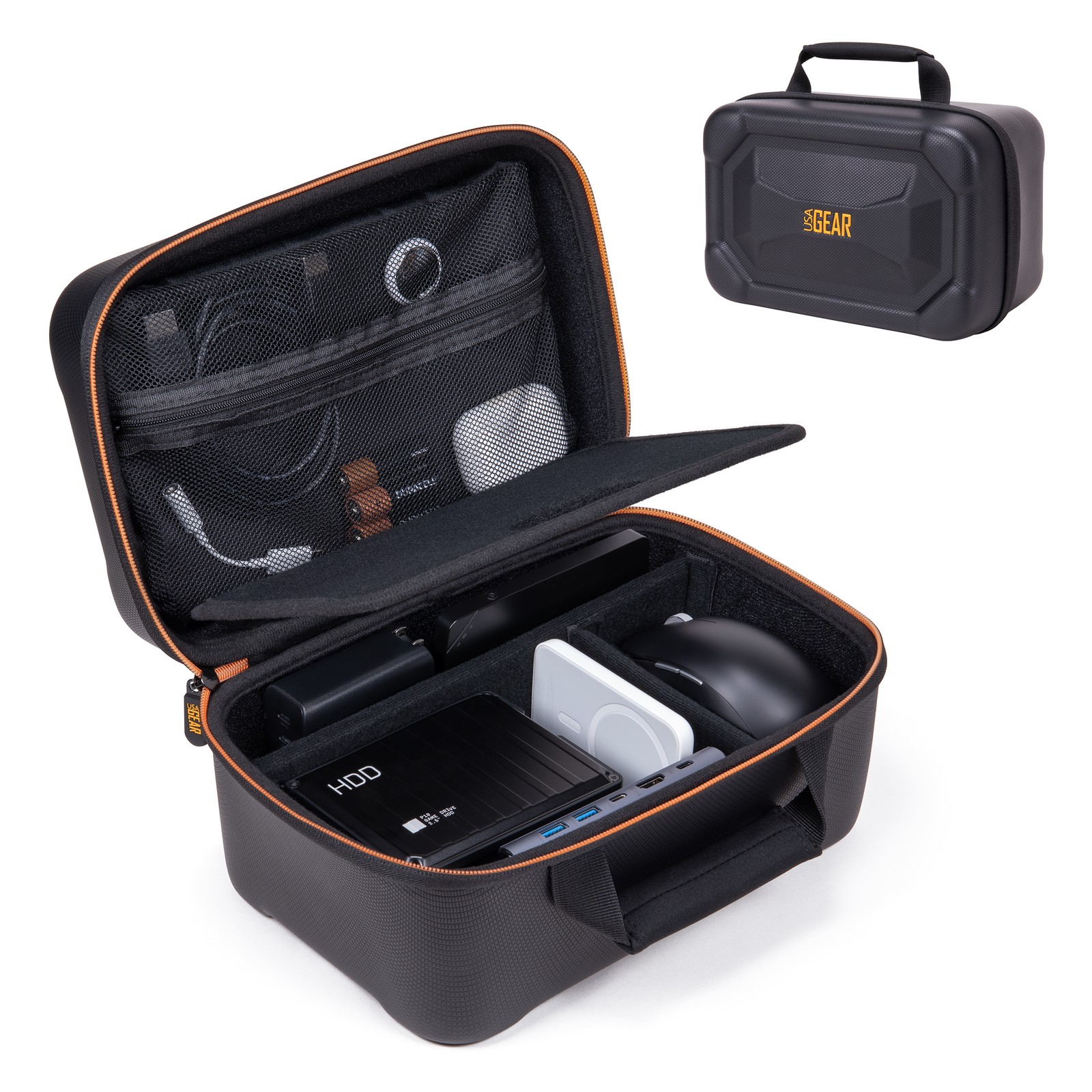 USA Gear Travel Tech Organizer Case (10 inch) with Customizable Dividers