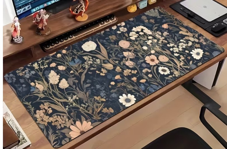 23.6" x 11.8" Extended Keyboard and Mouse Pad with Floral Pattern Gaming Office