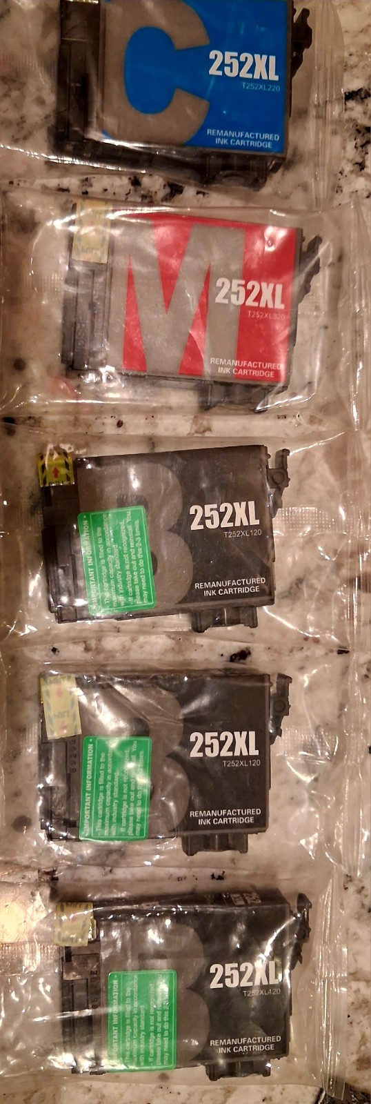Lot of EzInk 252XL Ink Cartridges, 3 Black, Blue, Magenta