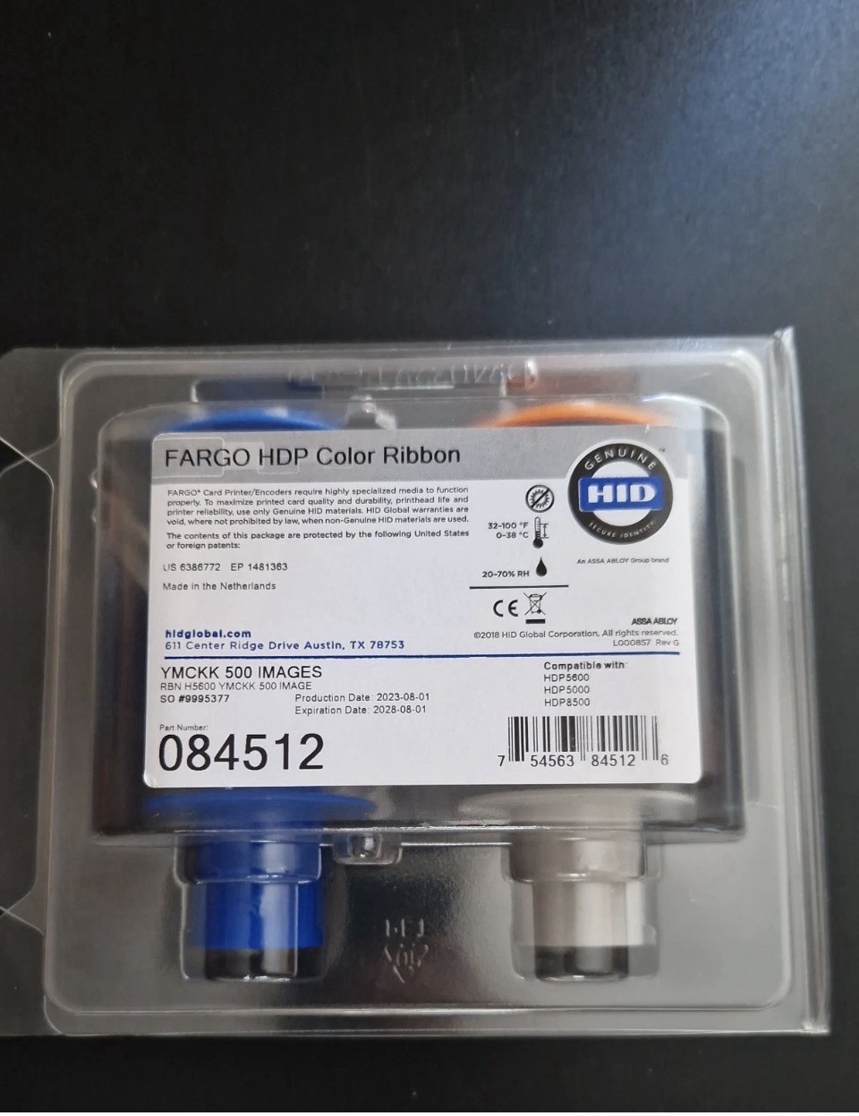 Fargo 084512 YMCKK Full Color Ribbon / Black Back Panel/ 500 Prints HDP 5000