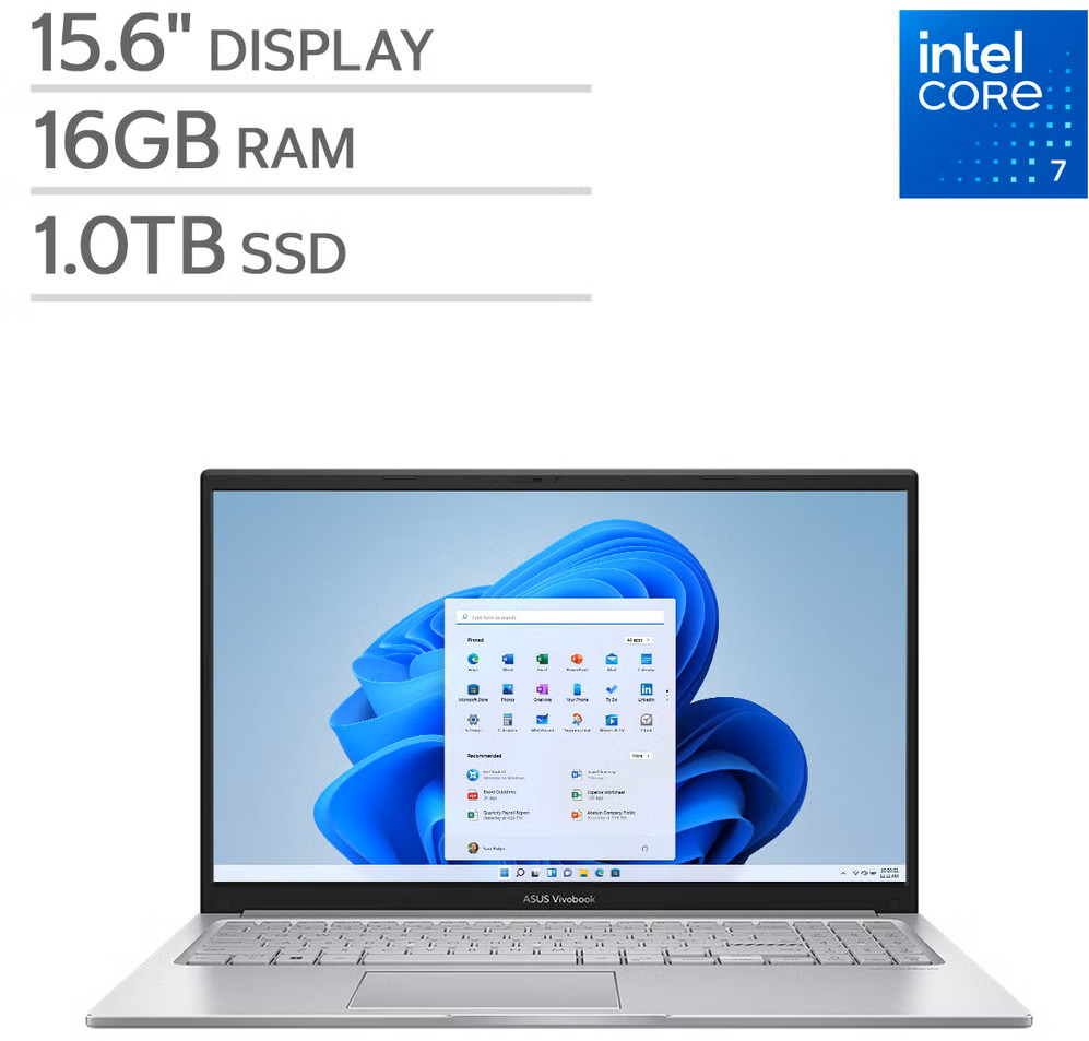Asus VivoBook 15 15.6" FHD Touch Core 7 150U 16GB 1TB SSD W11H Laptop