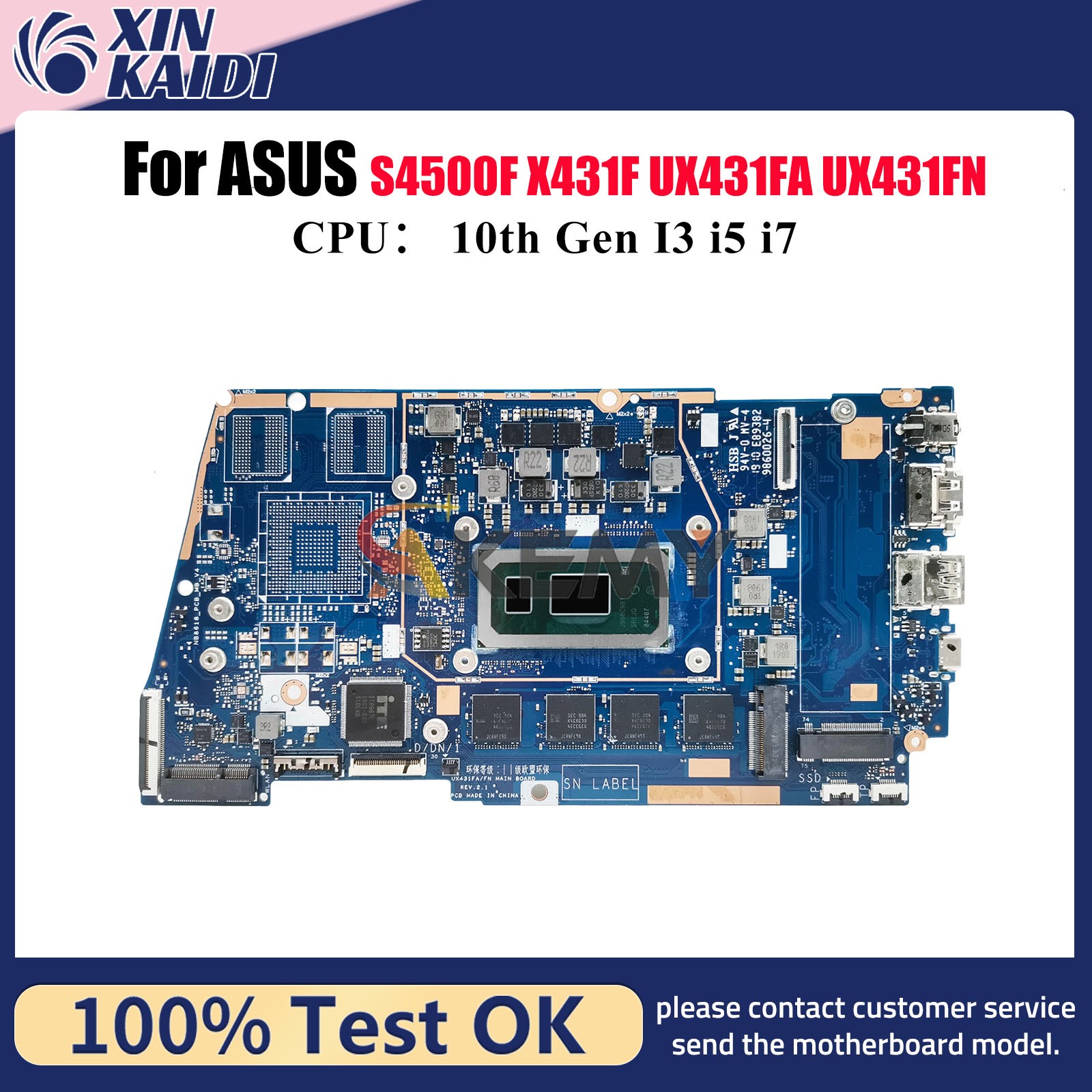 UX431FA Motherboard For ASUS S4500F X431F UX431FN U4500F S431F Mainboard W/CPU