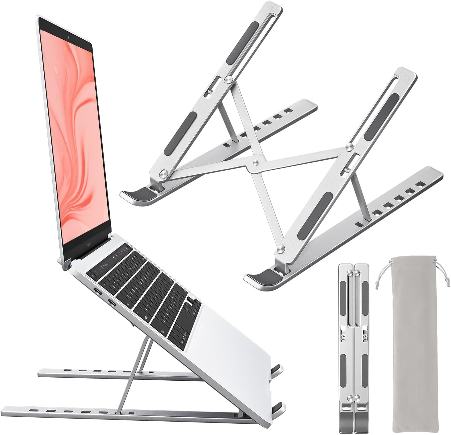 Laptop Stand for Desk, Aluminum Metal Macbook Stand，Computer Riser for Desk, Por
