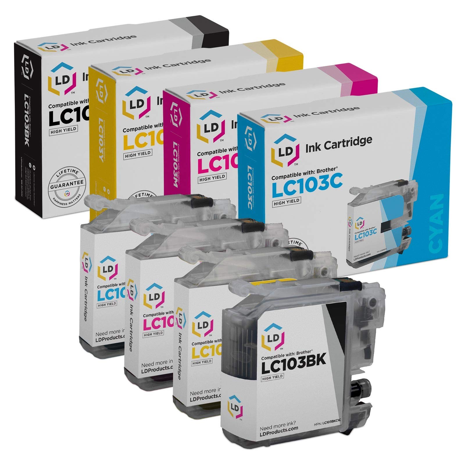 LD For Brother LC103 4pk Ink LC103BK LC103C LC103M LC103Y MFC J245 J285DW