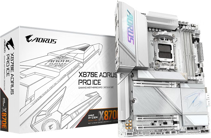 GIGABYTE X870E AORUS PRO ICE AMD AM5 LGA 1718 ATX DDR5 4x M.2 Wi-Fi Motherboard