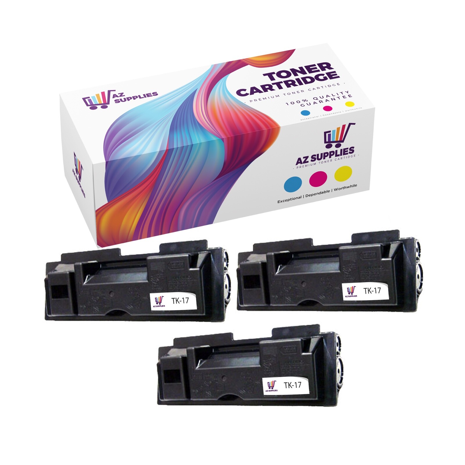 Kyocera-Mita Compatible Toner Cartridge for TK-17 FA-1000 FS-1000 Black 3 Pack