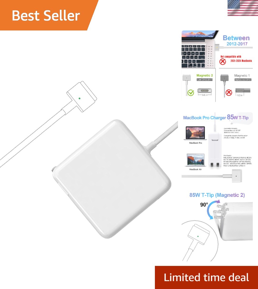 85W Magnetic Power Adapter for MacBook Pro 13 & 15 - Reliable Charging Solution