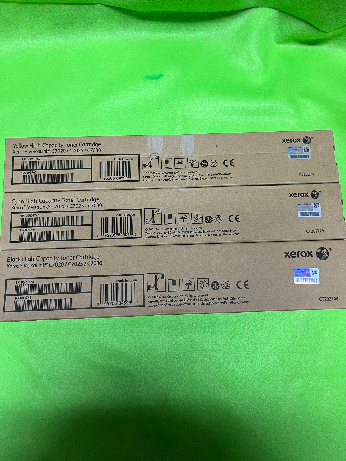 LOT of 3 – NEW – Xerox CT202748/49/51 Toner 1-black, 1-yellow, 1-cyan