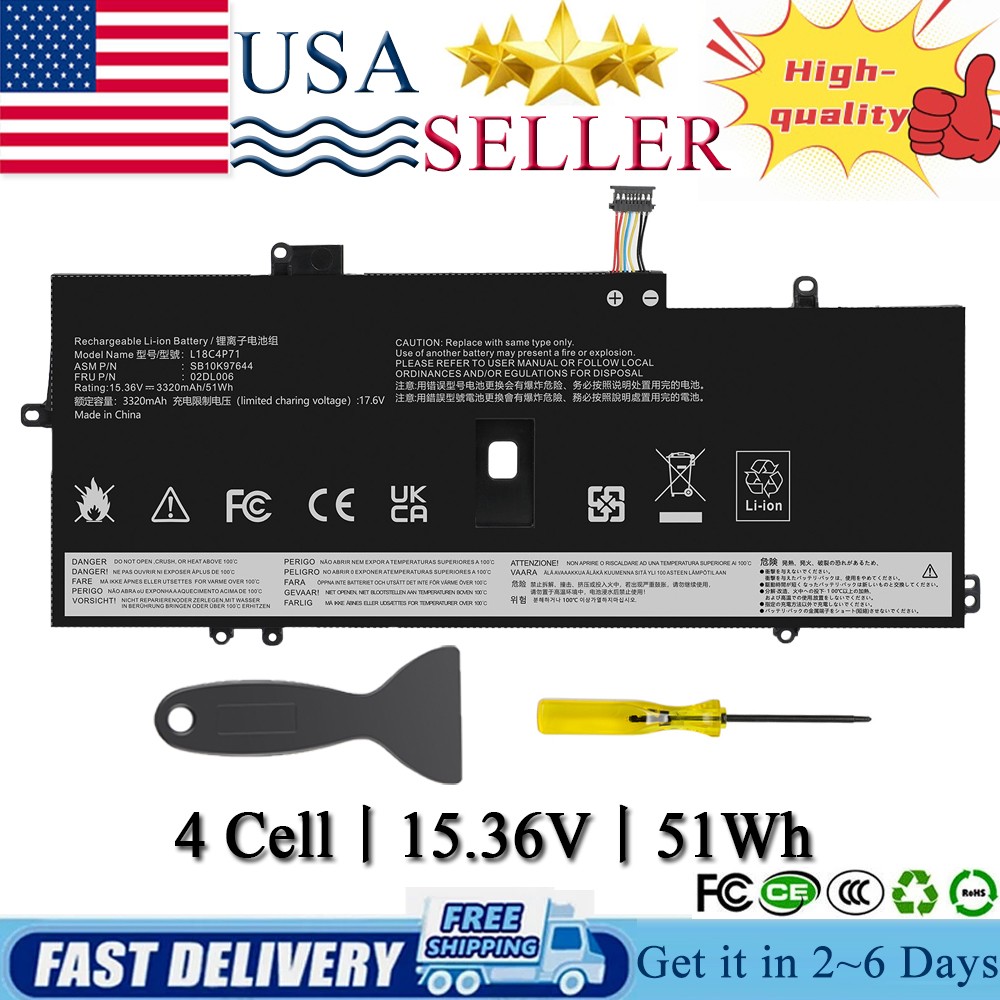 L18C4P71 L18L4P71 L18M4P72 Battery For Lenovo ThinkPad X1 Carbon 7th 8th Gen