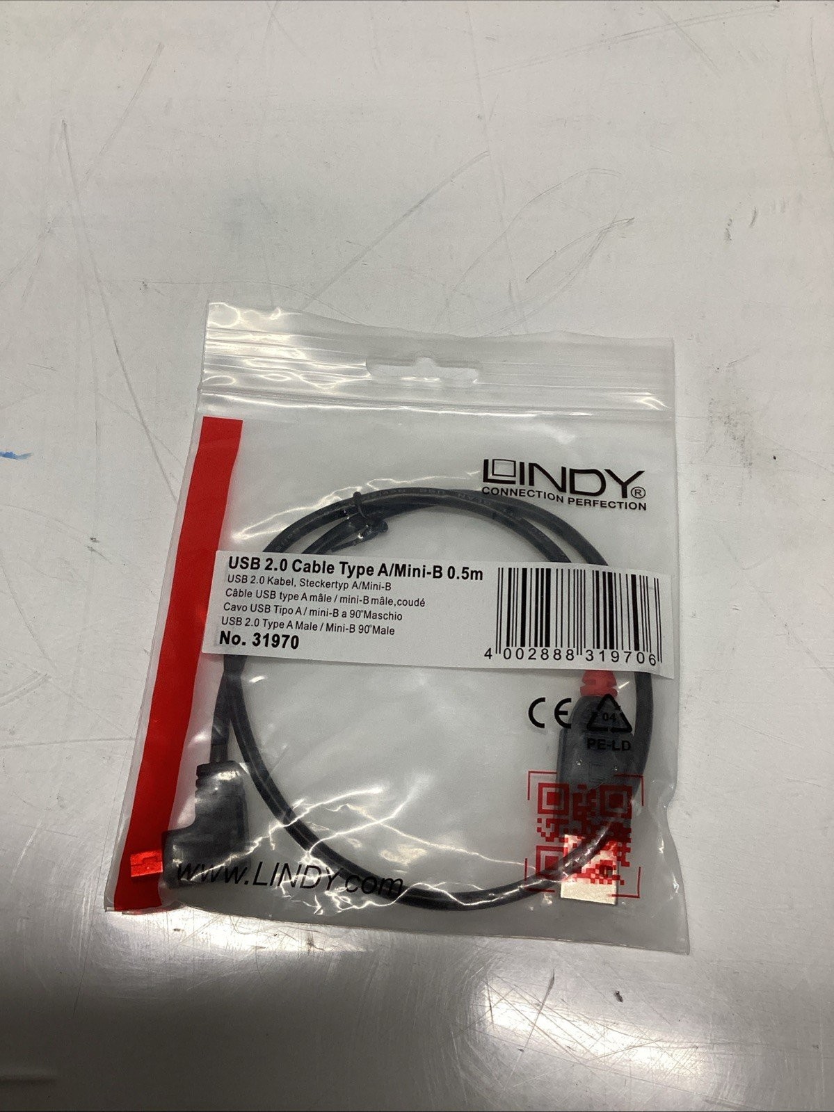 Lindy USB 2.0 cable Type A/Mini-B 0.5m 31970 O-433