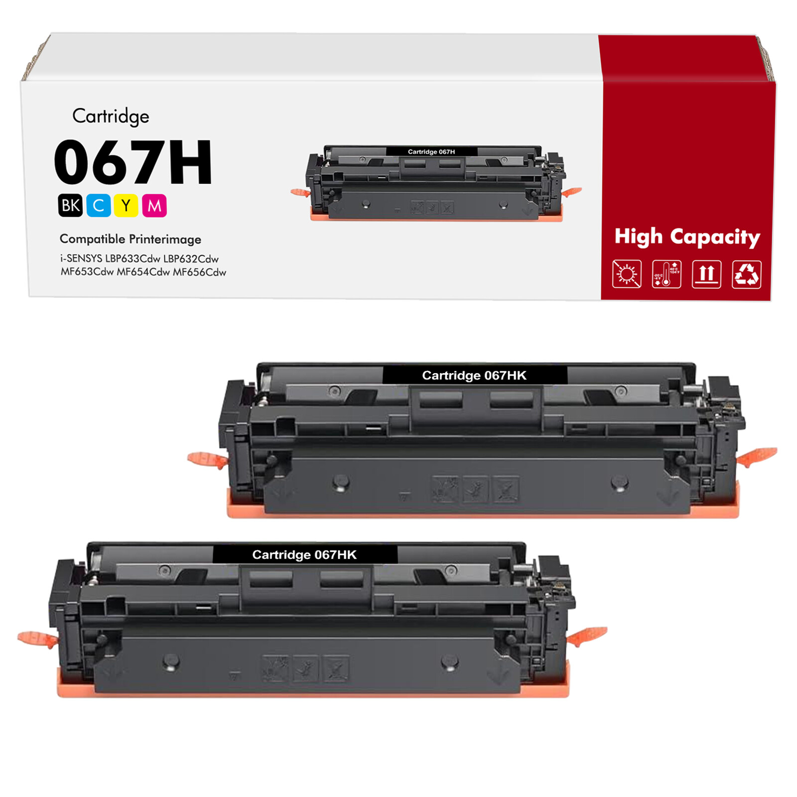 2PK 067H Black Toner Cartridge 5106C001 067 H High Capacity For Canon LBP633Cdw