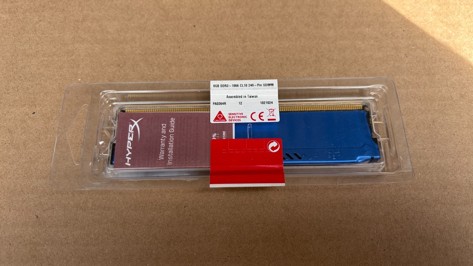 Kingston HyperX Fury 240 Pin UDIMM DDR3-1866 CL10 8GB Desktop RAM HX318C10F/8