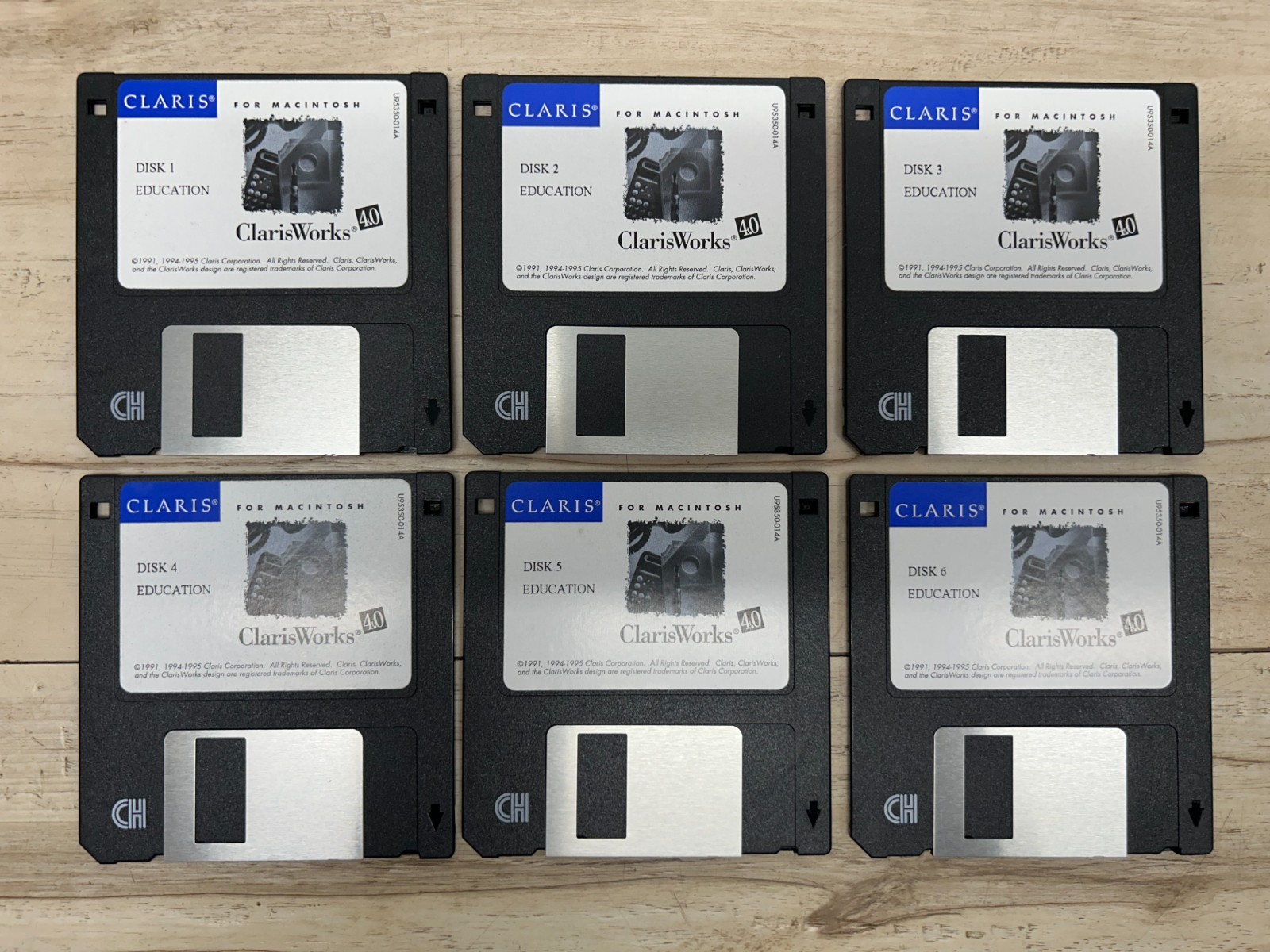 Original 1990s Claris Works Education 4.0 For Macintosh 3.5" Floppy 6 Disc Set