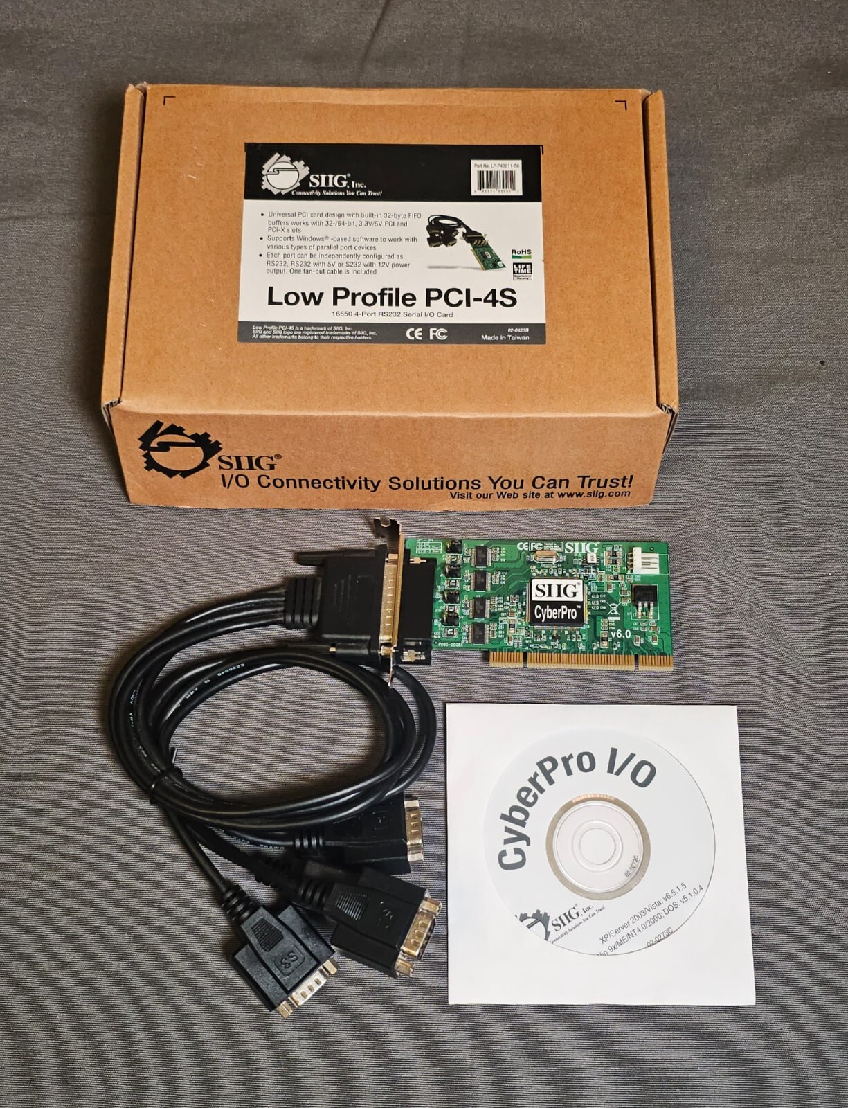 SIIG Serial Card 4-Port, PCI-4S, 32-BIT, 4 RS232 Serial Ports Brand New OPEN Box