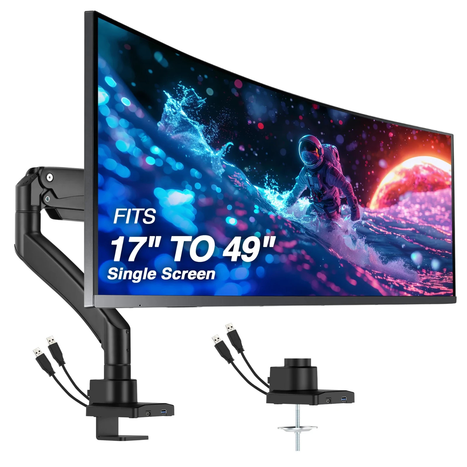 `AVLT Single 17-49" Heavy Duty Monitor Desk Mount Arm Black DM40-1`