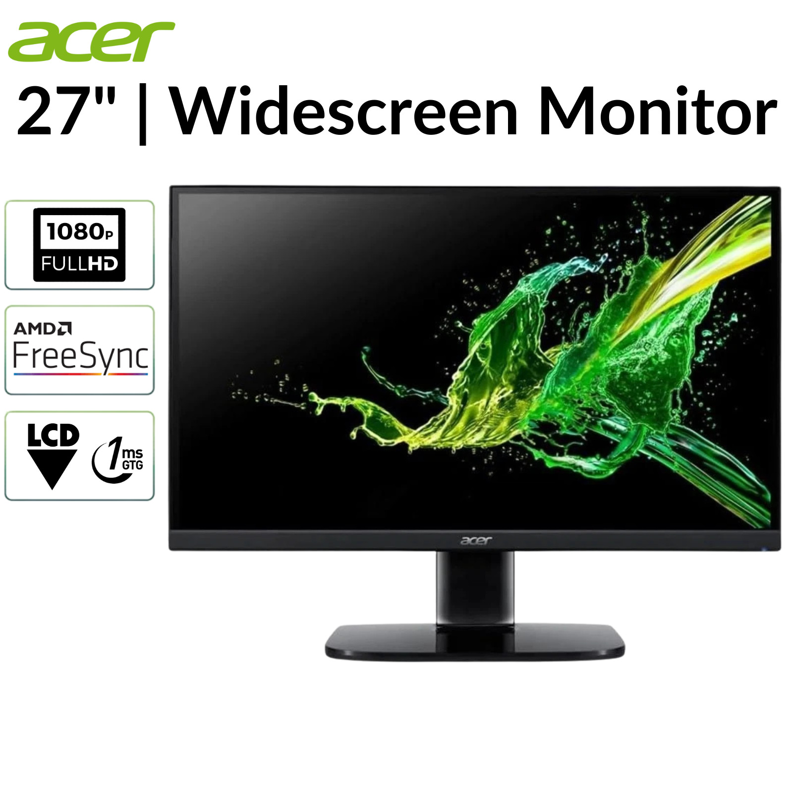 Acer KA272 G0 27" LCD Monitor 1920x1080 120Hz 250 Nit Widescreen Refurbished