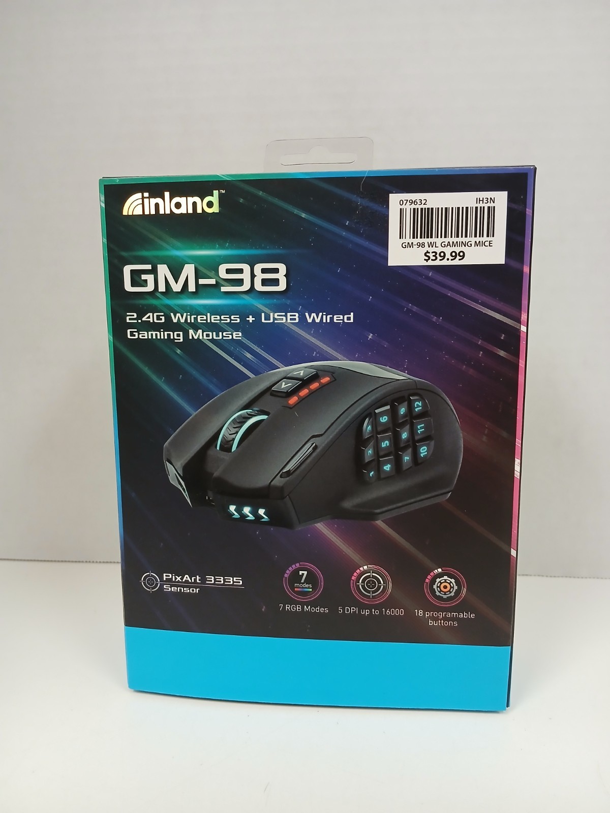 Inland Wireless Gaming Mouse Black GM-98 with dongle and Box