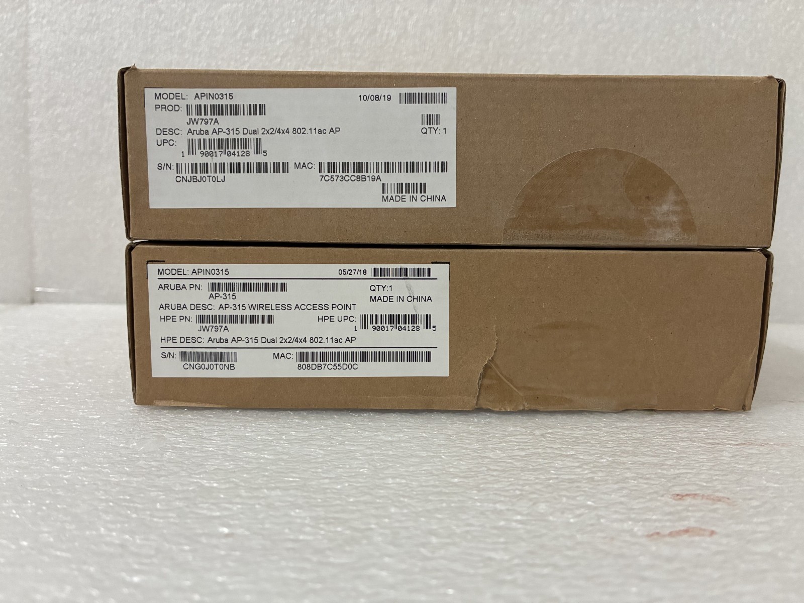 Lot of 2 New Aruba AP-315 Dual-Band 802.11ac Wireless Access Point JW797A 