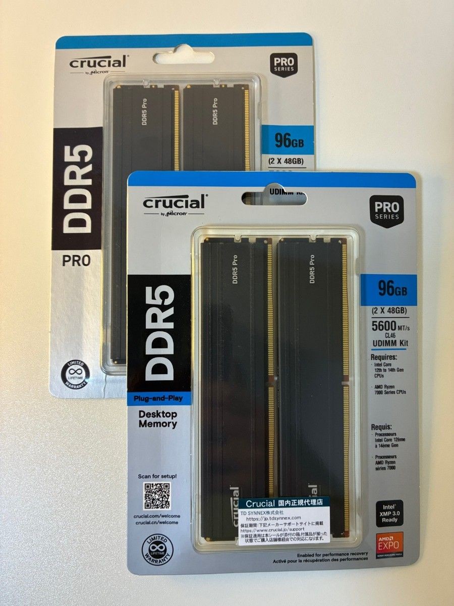 Crucial Pro DDR5-5600 192GB (48GBx4) DIMM CL46 1.1V XMP EXPO Unused