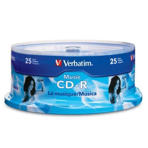 50 VERBATIM Music CD-R 40X  Branded Logo 700MB Audio Disc 2x25pk Spindle 96155