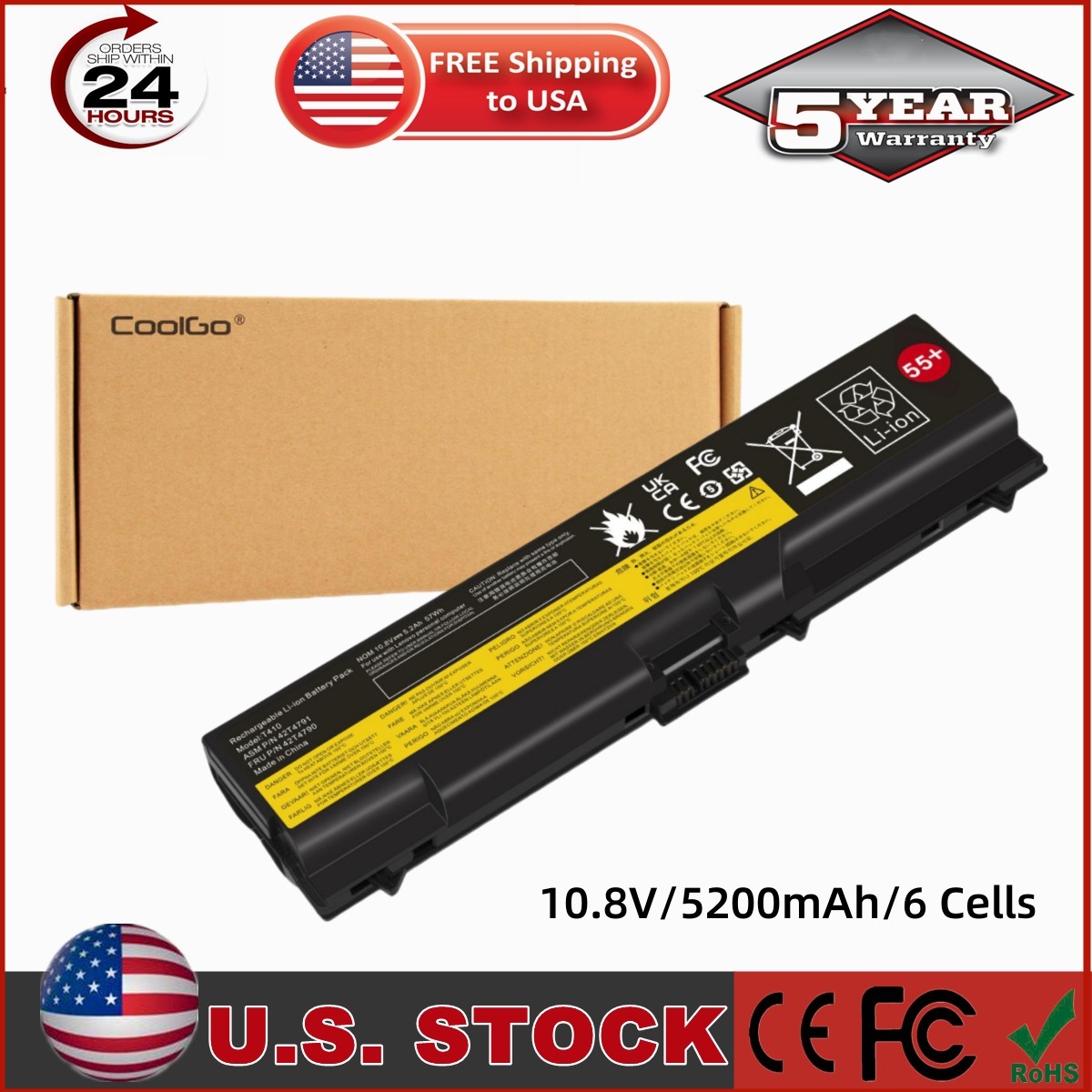 T410 Battery for Lenovo Thinkpad T420 T510 T520 W510 W520 SL410 SL510 Notebook