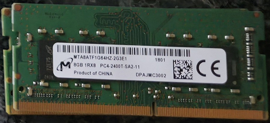 Micron 8GB DDR4 PC4-2400T-SA2-11 PC4-19200 1Rx8 SODIMM Laptop Memory RAM