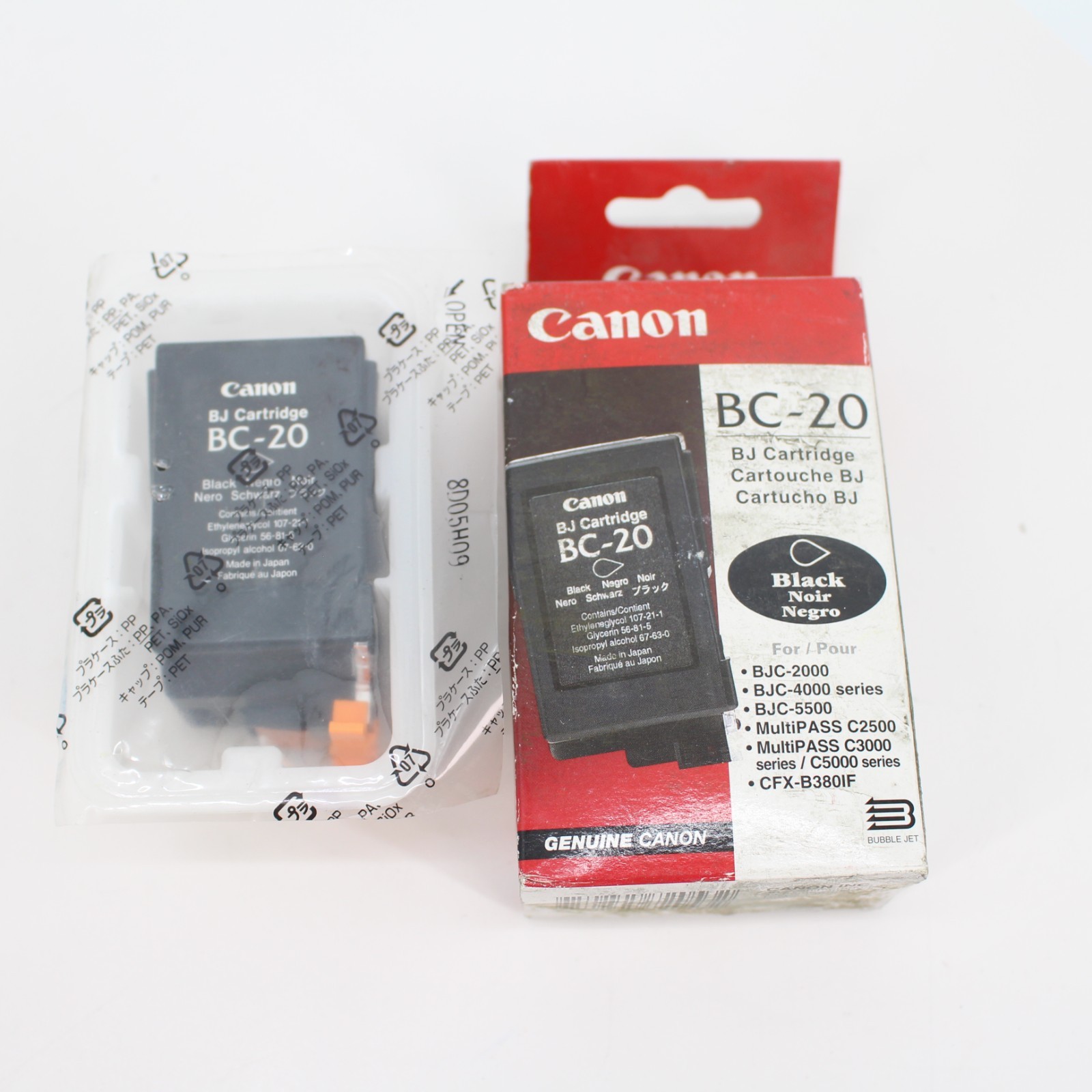 Canon BJ Cartridge BC-20 Black Lot of 2 Genuine OEM NEW