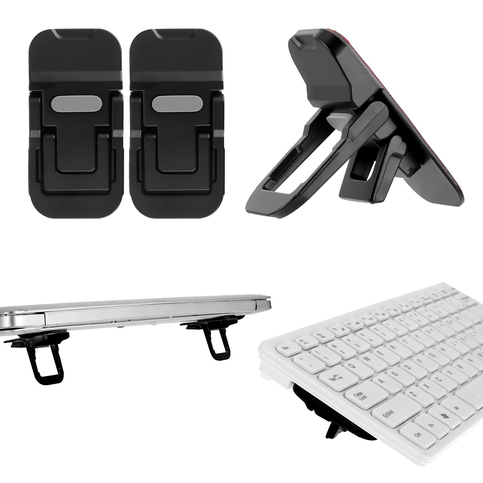2 Pcs Portable Keyboard Stand, Dual Tilt Angle Adjustment, Foldable Laptop Riser
