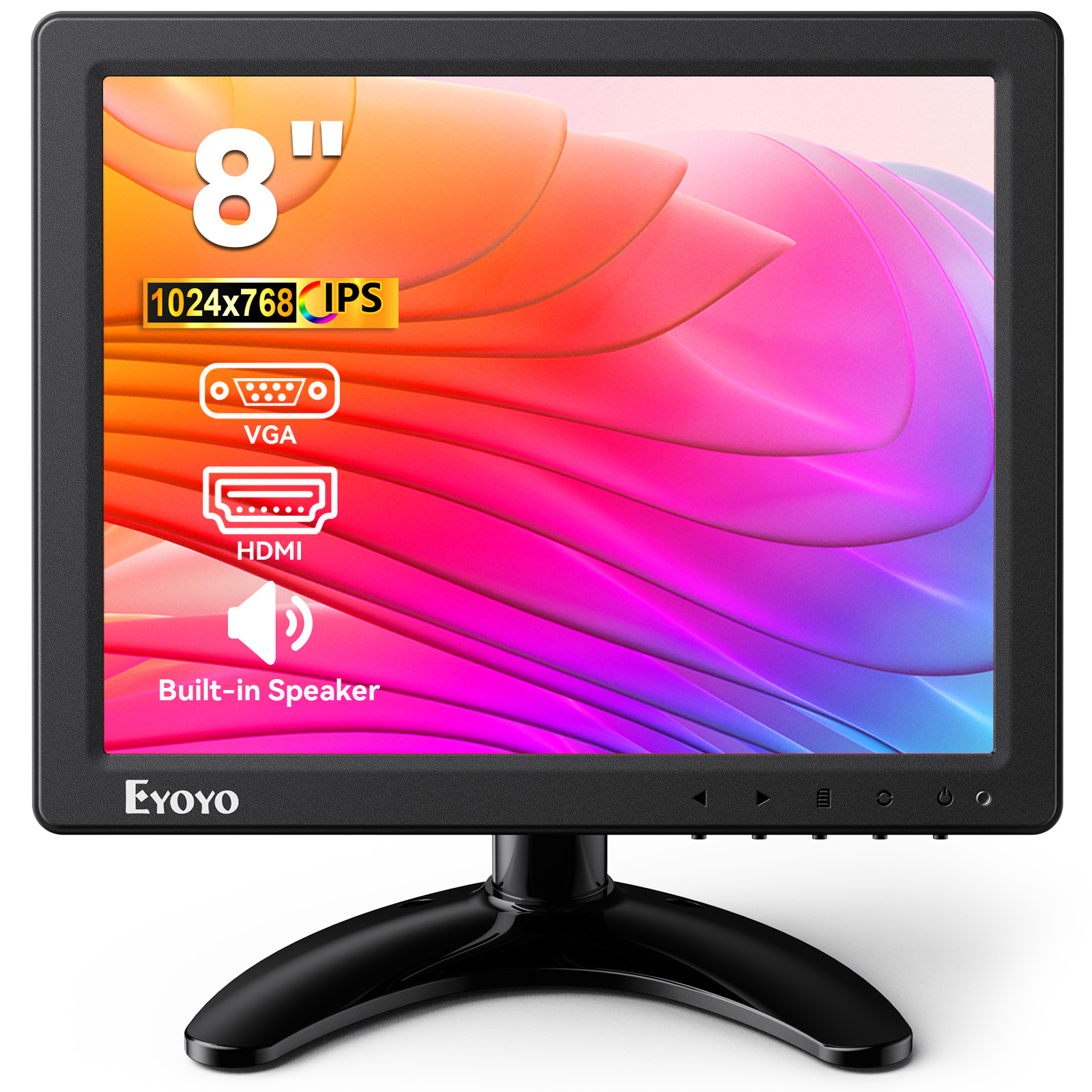 Eyoyo 8 Inch Small HDMI Monitor 1024x768 LCD Screen Display HMDI AV VGA BNC USB